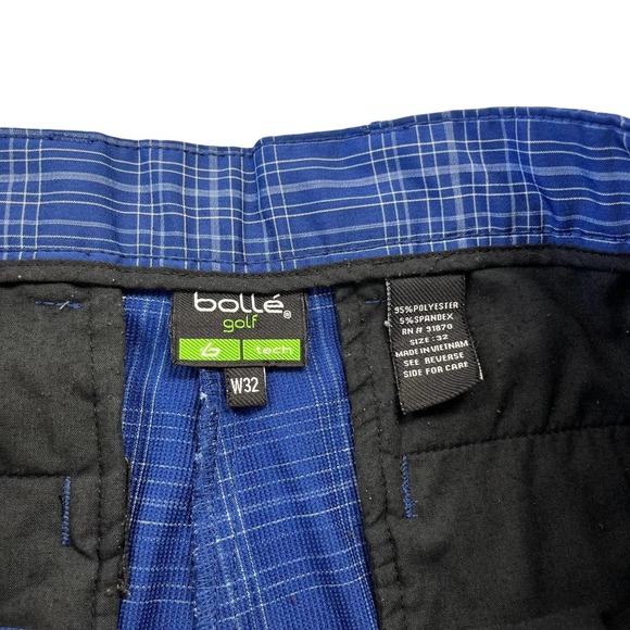 Bolle Golf Tech Mens Blue White Plaid Shorts 32 - Picture 2 of 4